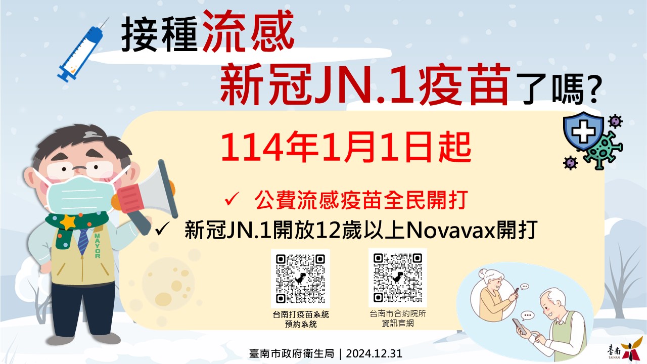 元旦起提供新冠Novavax JN.1及流感疫苗接種